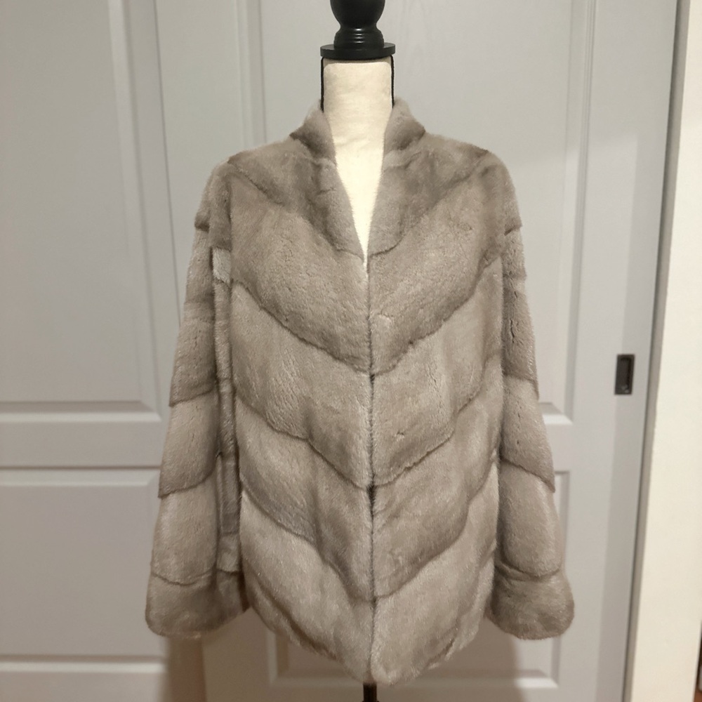 Brand New Saga Furs Women's Taupe/Grey Mink Fur Coat